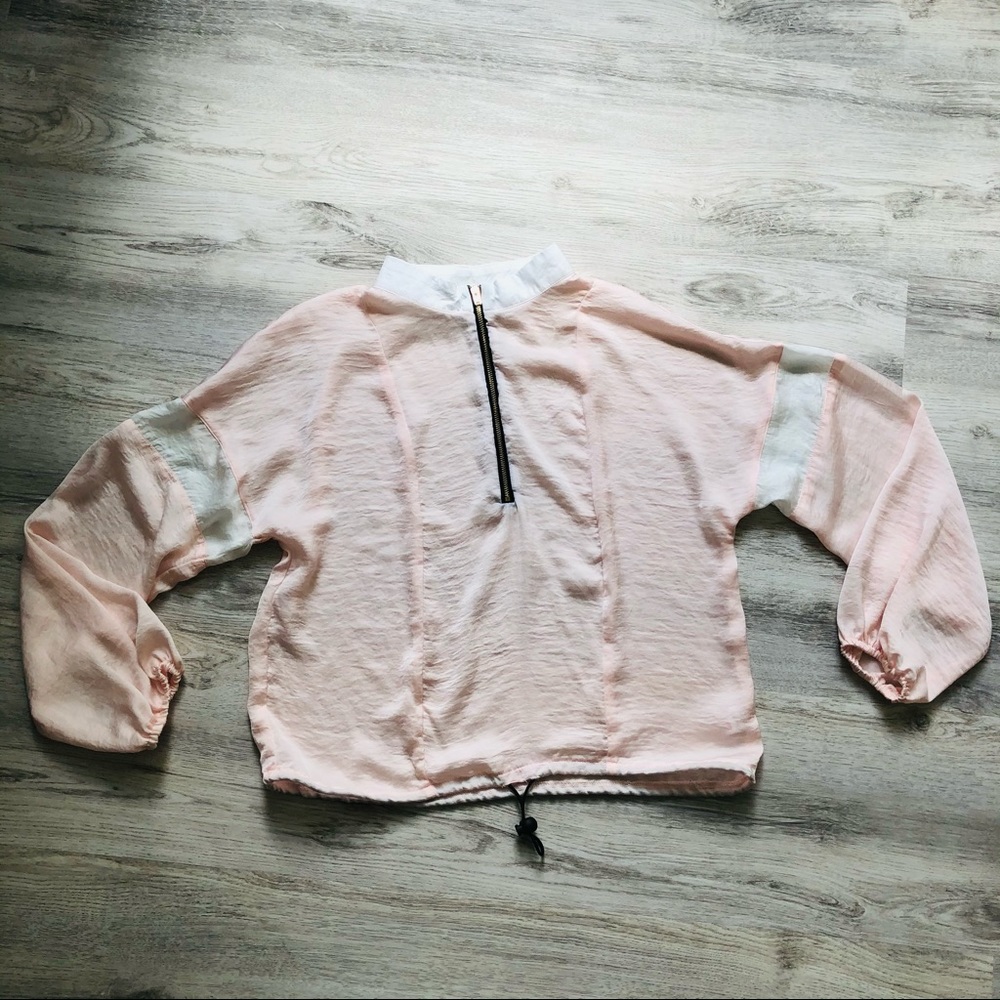 Missguided blush pink pullover half zip top sz 6